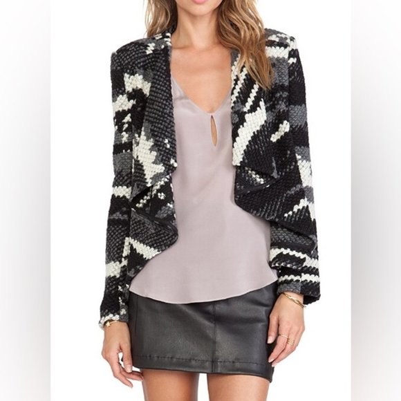 BA&SH Iris chunky waterfall knit open jacket / cardigan green blue multi - Picture 2 of 16